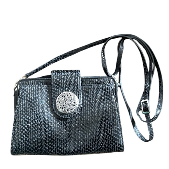 Brighton Octavia Black Faux Snakeskin Crossbody Purse - Picture 8 of 8
